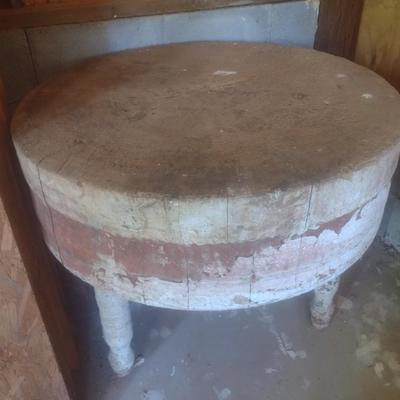Antique Single Slab Tree Trunk Chopping Block Table 33"