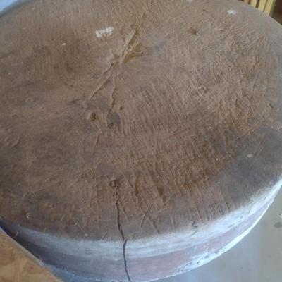 Antique Single Slab Tree Trunk Chopping Block Table 33"