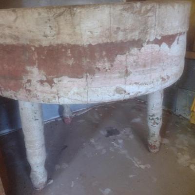 Antique Single Slab Tree Trunk Chopping Block Table 33"