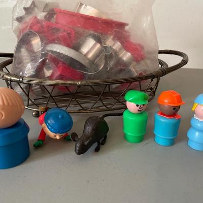 Fisher Price people, metal mouse & cookie cutters
