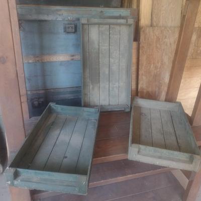 Set of Three Wood Slat Berry Farm Flats Crates