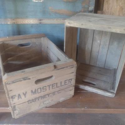 Pair of Vintage Wooden Orchard Crates Includes Fay Mosteller Gaffney, SC