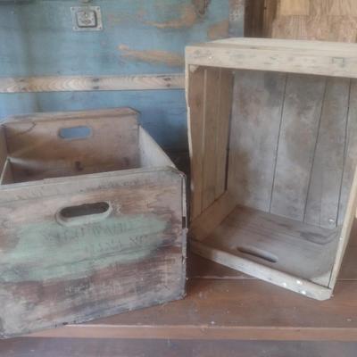 Pair of Vintage Wooden Orchard Crates Includes M. Ward Dana, NC