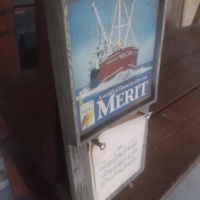 Vintage Tobacco Advertising Merit Brand Tobacco Resin Wall Calander Board