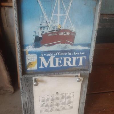 Vintage Tobacco Advertising Merit Brand Tobacco Resin Wall Calander Board