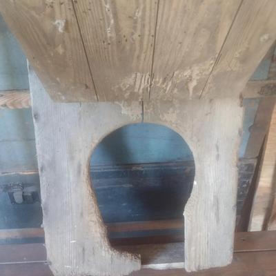 Antique Wood Outhouse Toilet Seat and Lid
