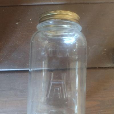 Box of One Dozen Various Brand Quart Glass Canning Jars Includes Ball, Atlas, Kerr, Magic Mason and Other Bands Only No Lids