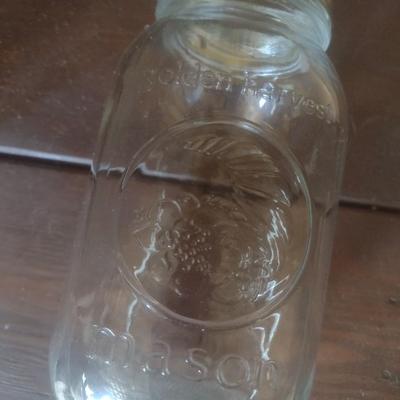 Box of One Dozen Various Brand Quart Glass Canning Jars Includes Ball, Atlas, Kerr, Magic Mason and Other Bands Only No Lids