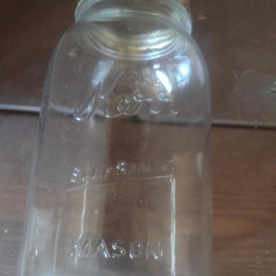 Box of One Dozen Various Brand Quart Glass Canning Jars Includes Ball, Atlas, Kerr, Magic Mason and Other Bands Only No Lids