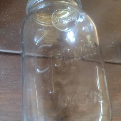 Box of One Dozen Various Brand Quart Glass Canning Jars Includes Ball, Atlas, Kerr, Magic Mason and Other Bands Only No Lids