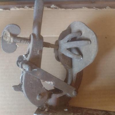 Antique Cast Metal Shaler Tire Shop Repair Tool Includes Vulcanizer Clamps