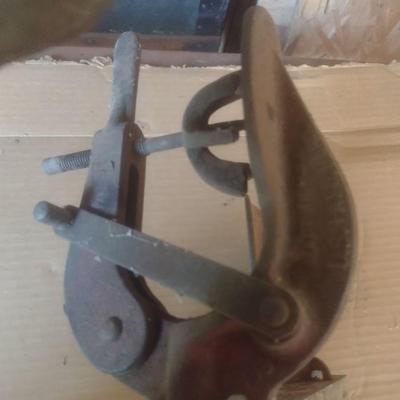 Antique Cast Metal Shaler Tire Shop Repair Tool Includes Vulcanizer Clamps