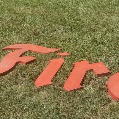 Set of Nine Vintage Cast Aluminum Commercial Wall Mount Advertising Letters Spell 'Firestone'