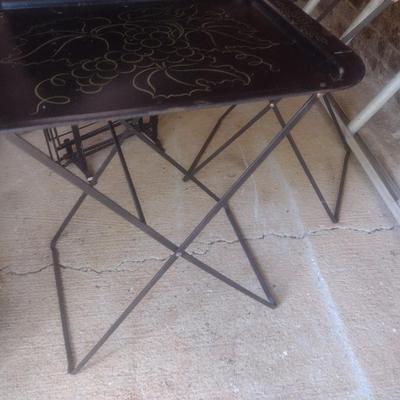 Mid Century Metal T. V. Trays with Stand