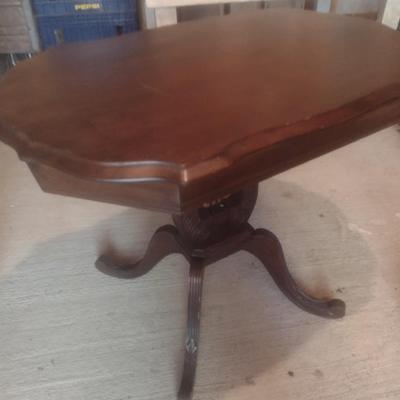 Vintage Mahogany Harp Pedestal Accent Table