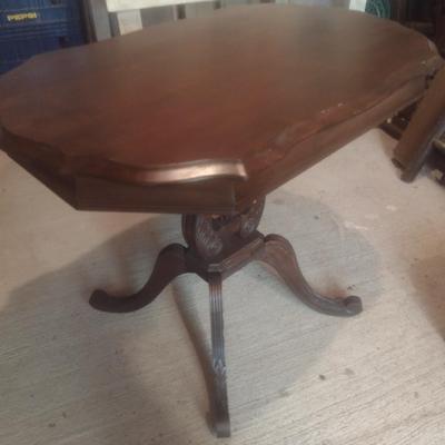 Vintage Mahogany Harp Pedestal Accent Table
