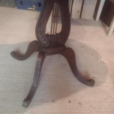 Vintage Mahogany Harp Pedestal Accent Table