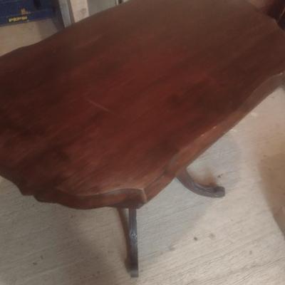 Vintage Mahogany Harp Pedestal Accent Table