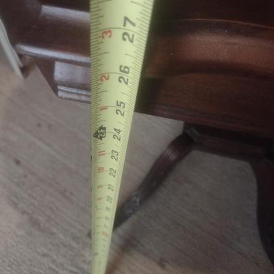 Vintage Mahogany Harp Pedestal Accent Table