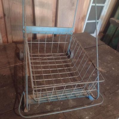 Antique Metal Wire Child's Push Stroller Shopping Cart