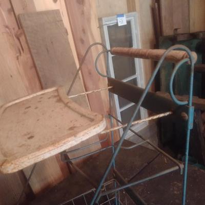 Antique Metal Wire Child's Push Stroller Shopping Cart