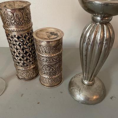 Indian candle holders and Romanian glass