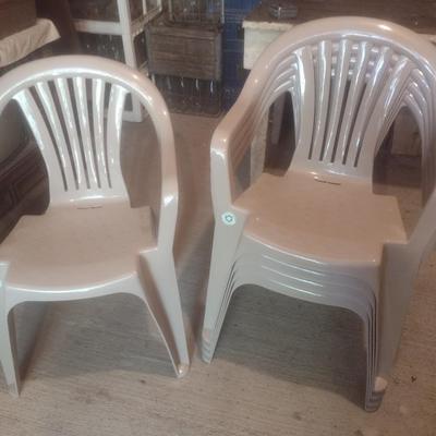 Set of Five Resin Stacking Chairs for Patio or Events