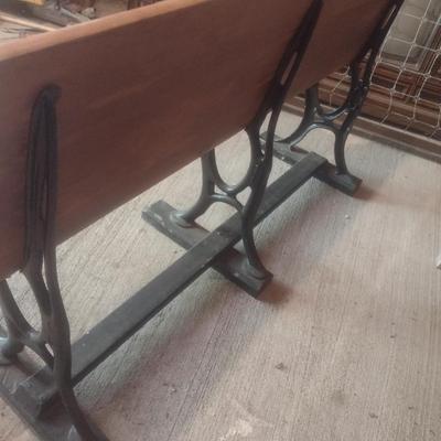 Vintage Flip Seat Wood Pew with Cast Frame 58"