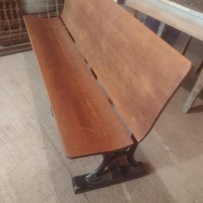 Vintage Flip Seat Wood Pew with Cast Frame 58"