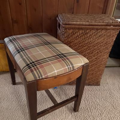 Sale Photo Thumbnail #310: See pics. Stool: 23x14x17. Hamper (top isn’t hinged 16x12x23