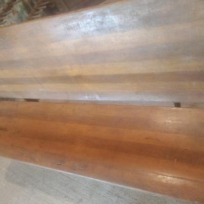 Vintage Flip Seat Wood Pew with Cast Frame 48"