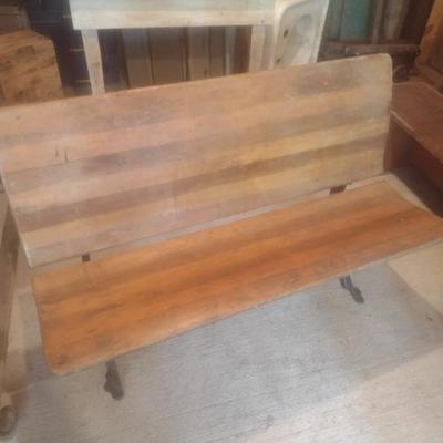 Vintage Flip Seat Wood Pew with Cast Frame 48"