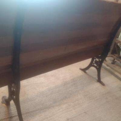 Vintage Flip Seat Wood Pew with Cast Frame 48"