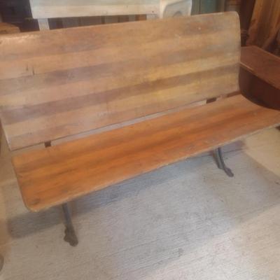 Vintage Flip Seat Wood Pew with Cast Frame 48"