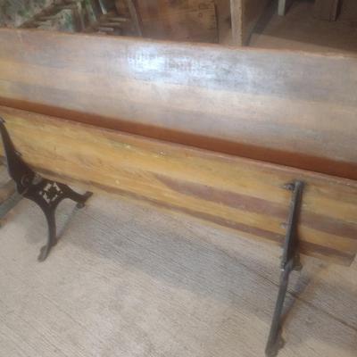 Vintage Flip Seat Wood Pew with Cast Frame 48"