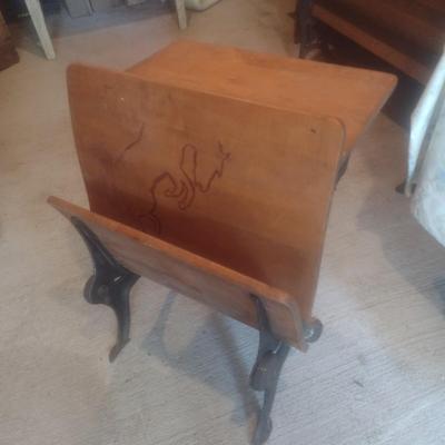 Vintage Wood and Cast Metal Students Desk