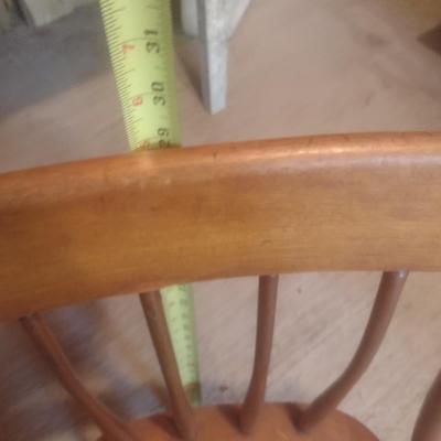 Vintage Wood Chair with Metal Pedestal