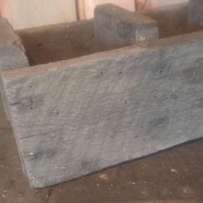 Primitive Three Compartment Wood Toolbox