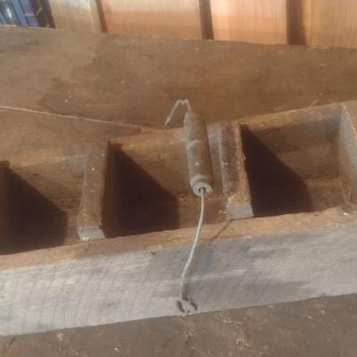 Primitive Three Compartment Wood Toolbox
