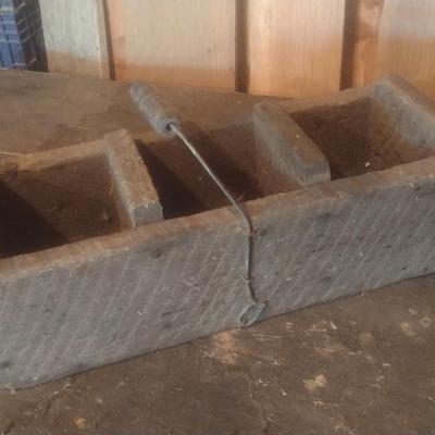 Primitive Three Compartment Wood Toolbox