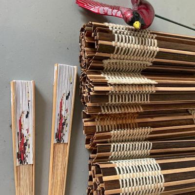 Bow maker, bamboo, decor, fans, and bird