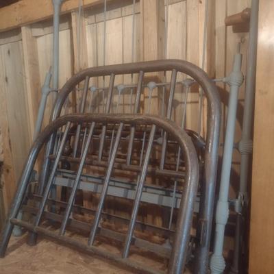 Collection of Antique and Vintage Twin Sized Metal and Wood Bed Frames