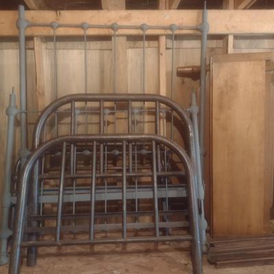 Collection of Antique and Vintage Twin Sized Metal and Wood Bed Frames