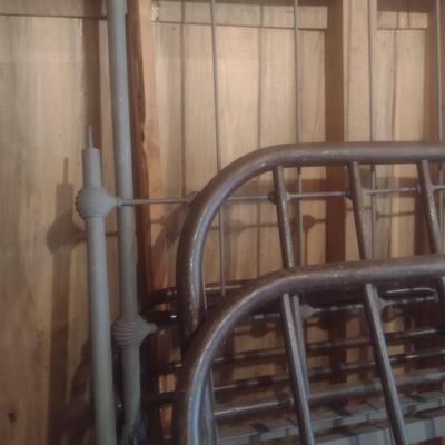 Collection of Antique and Vintage Twin Sized Metal and Wood Bed Frames