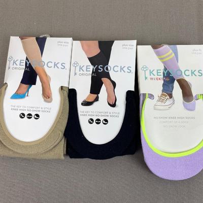 Keysocks No-Show Socks 3 Pair Plus Size