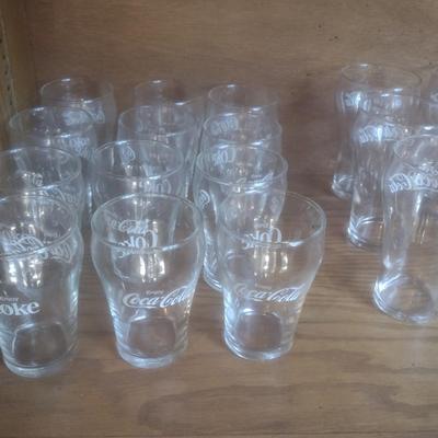 Collection of Vintage Soda Fountain Design Coca-Cola Drinking Glasses Various Sizes