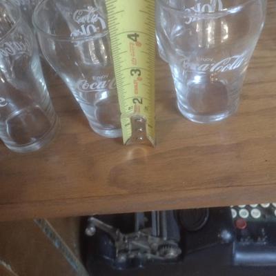 Collection of Vintage Soda Fountain Design Coca-Cola Drinking Glasses Various Sizes