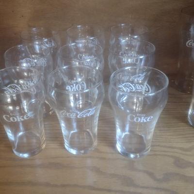 Collection of Vintage Soda Fountain Design Coca-Cola Drinking Glasses Various Sizes