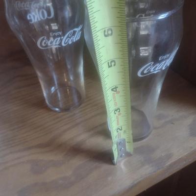 Collection of Vintage Soda Fountain Design Coca-Cola Drinking Glasses Various Sizes