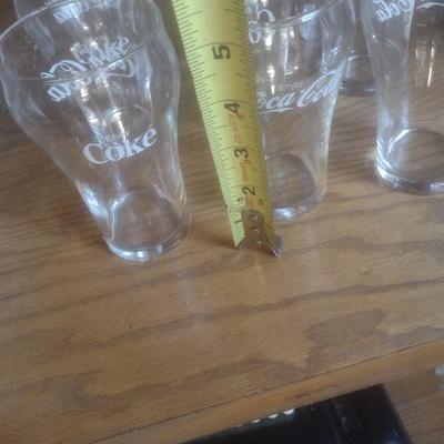 Collection of Vintage Soda Fountain Design Coca-Cola Drinking Glasses Various Sizes